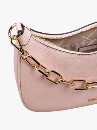 Michael Kors CORA large crossbody powder blush dámská kabelka Prostorná společenská kožená kabelka s řetízkovou rukojetí...